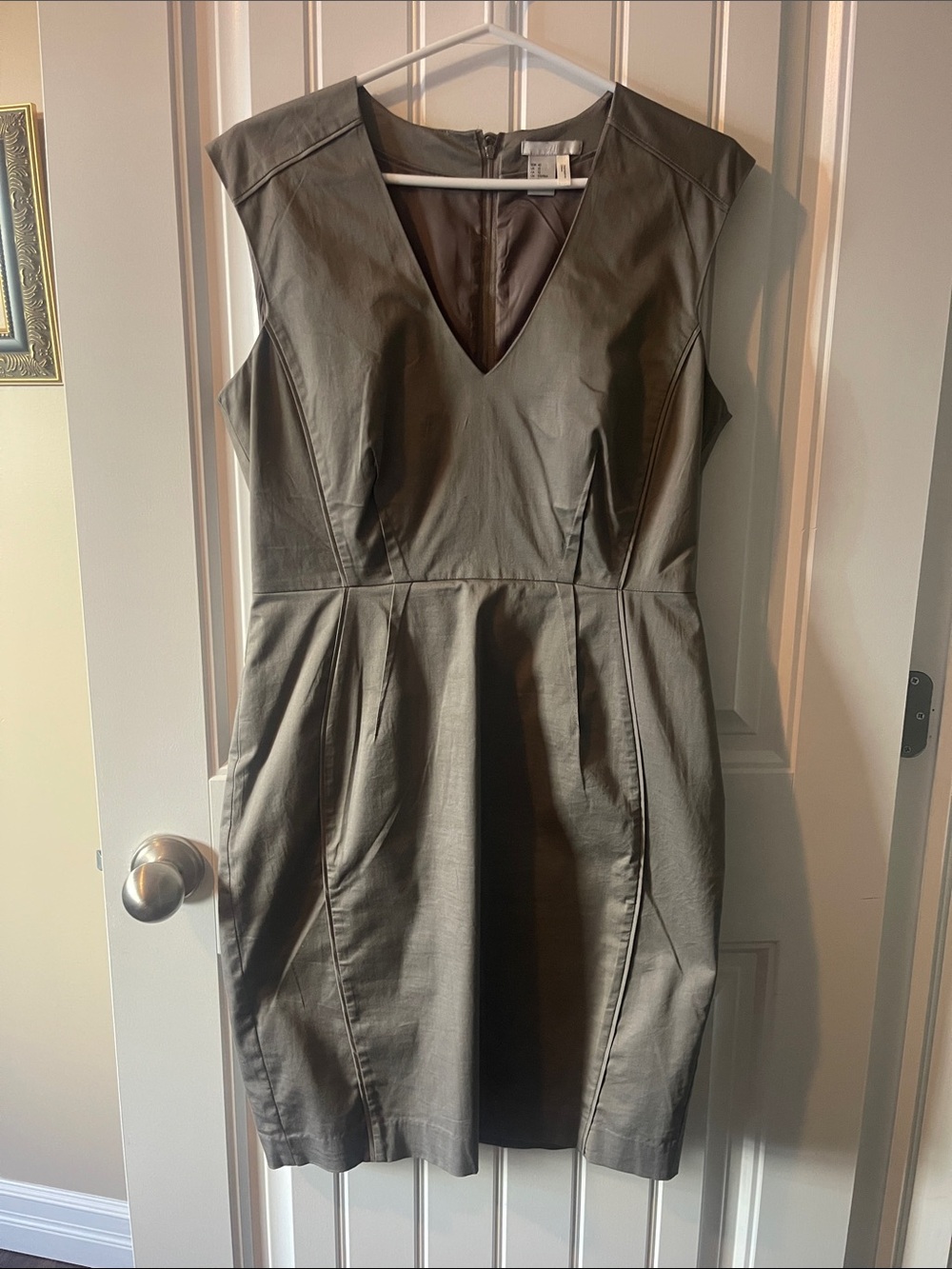 H&M Olive Green V-Neck Midi Dress